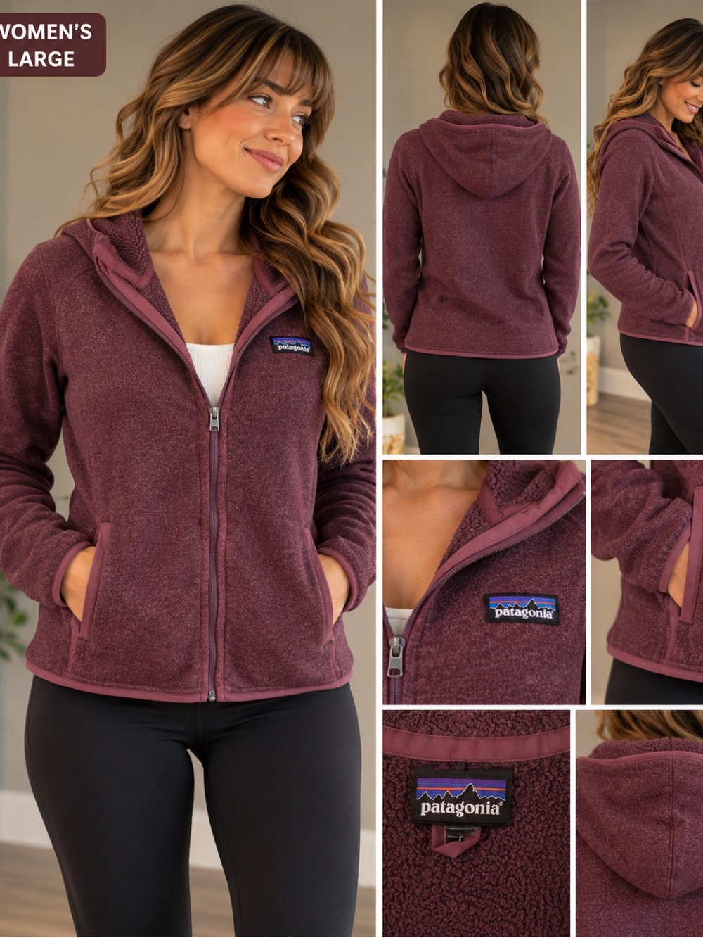 Patagonia Women's Full-Zip Fleece Hoodie - Burgundy